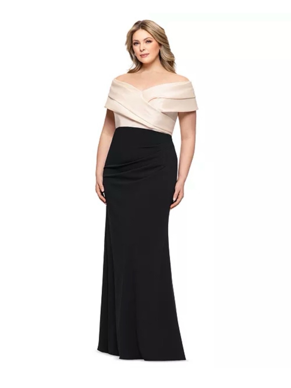 Betsy & Adam Black and Champagne Evening Gown Size 22W NWT Formal Dress - Picture 2 of 9